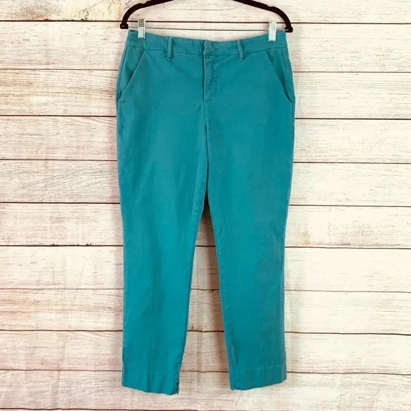 Level 99 Slim Straight Crop Chino Pants Women’s Size 29 Turquoise Anthropologie - Picture 1 of 13